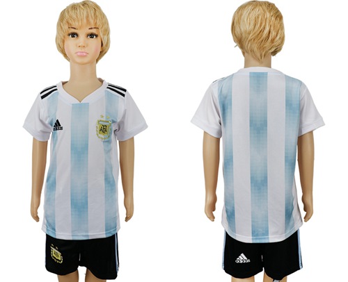 Argentina Blank Home Kid Soccer Country Jersey - Click Image to Close